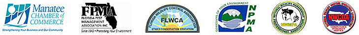 National Wildlife Relocation is a proud member of Manatee Chamber of Commerce,

Florida Pest Management Assoc.,

Florida Wildlife Control Assoc.,

National Pest Management Assoc.,

National Wildlife Management Protection Assoc.,

and National Wildlife Control Assoc.